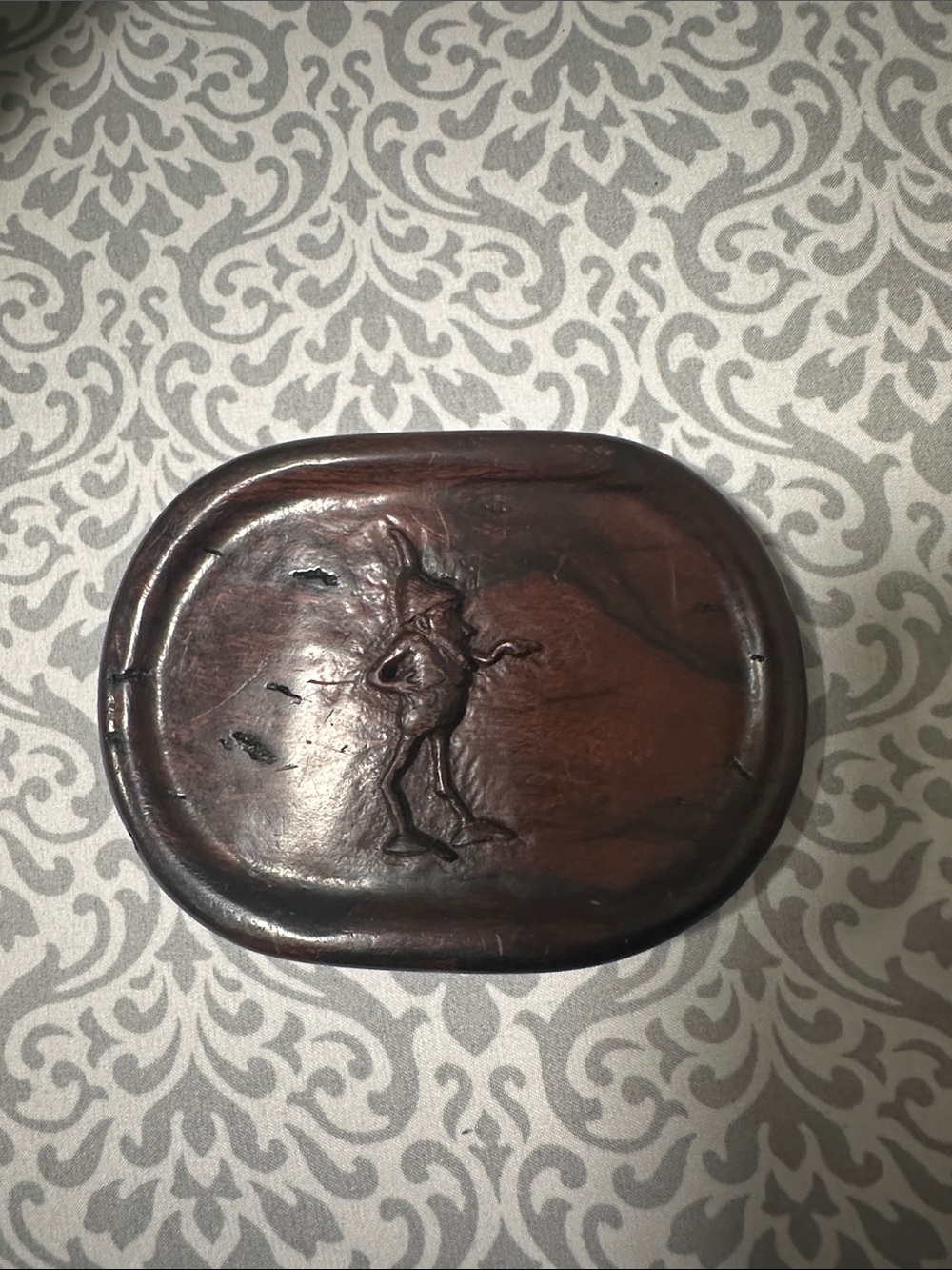 Handcrafted Brown Carved Wooden belt buckle